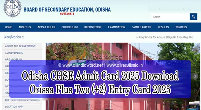 Odisha +2 Admit Card 2025 Download